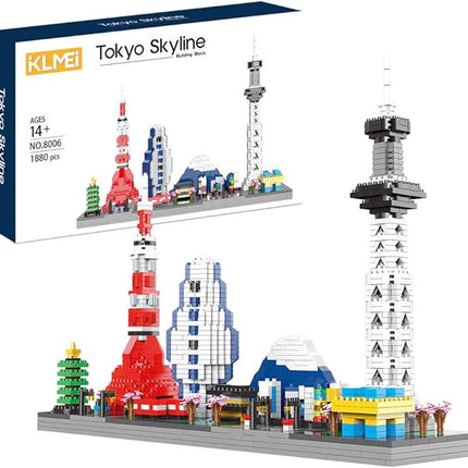 Japanese Architecture Tokyo Skyline Micro Building Blocks for Adults and Kids Ages of 14+ – Challenging Construction Set 1880 Pieces, Perfect Home and Office Decoration