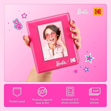 Kodak x Barbie 64-Photo Mini Photo Album with Transparent Window Cover for Barbie Instant 2x3” ZINK Zero Ink Photo Paper