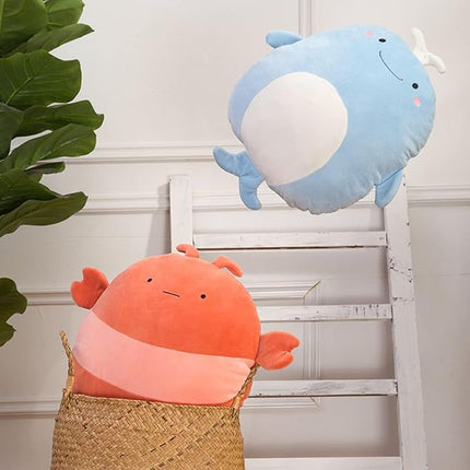 Soft Flat Whale Plush Hugging Pillow Cute Blue Whale Stuffed Animal Plushies Toys Kids Anime Cushion for Birthday, Valentine's Day, Christmas...12 Inch