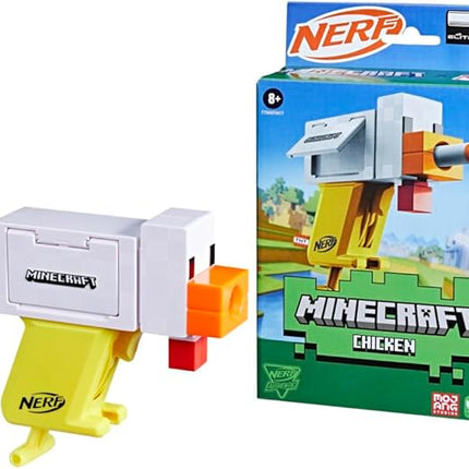 Nerf Microshots Minecraft Chicken Blaster, Includes 2 Nerf Elite Foam Darts