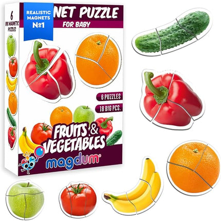 Fruits & Vegetables Magnetic Puzzles for Kids - Fridge Magnets for Toddlers - Toddler Puzzle - Travel Toys for Children - Magnetic Travel Games Baby Toys - Magnets for Preschooler