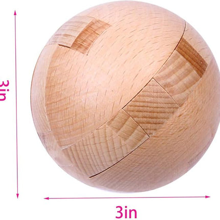 AHYUAN Handmade Wooden Puzzle Magic Ball Brain Teasers Toy Intelligence IQ Games 3D Sphere Puzzles for Children and Adults (3 x 3 x 3 inch)