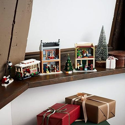 LEGO Holiday Main Street Building Kit, Christmas Village Adult Set for Families, Holiday Display Set with Shops, Streetcar and 6 Minifigures, Christmas Decoration to Build Together, 10308