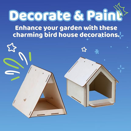 Neliblu Bird Houses to Paint for Kids - Wooden - 12 Pc, Plywood, Durable Material, Educational Fun, Complete Set, Child-Safe, Bulk Crafts - Paint a Bird House Kit for Kids