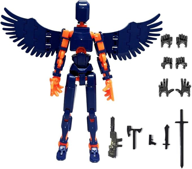 13 Action Figures Se13 Action Figure with Wing Multi-Jointed Movable Toy for Kids(DIY Wing-Orange Blue)