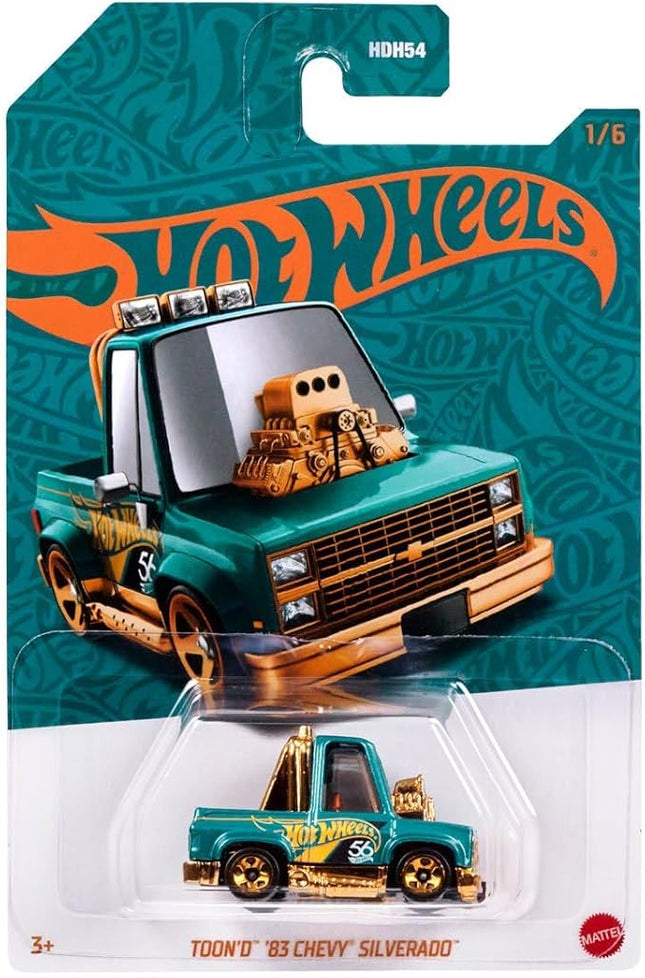 Worldwide Nutrition Bundle Compatible with Hotwheels 56th Anniversary Pearl and Chrome Toon’d ‘83 Chevy Silverado - Cartoon-Inspired Design Diecast Construction Model