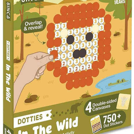 BINCA Dotties Dot Art Activity Kit, 750+ Stickers, Wild Animals Mess-Free Activities, DIY Dot Sticker Art for Toddlers, Kids Travel Activities, Craft Kits & Gifts for Boys & Girls Ages 4,5,6,7