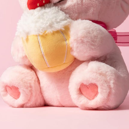 MINISO Mikko Bunny Cammy Plush Toy, 10" Strawberry Bunny Stuffed Animals, Sitting Soft Huggable Plush Dolls Cute Cartoon Cross-Dressing Gifts for Girls Birthday