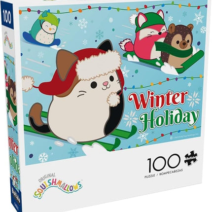 Buffalo Games - Squishmallow - Squishmallow Winter Holiday - 100 Piece Jigsaw Puzzle for Families -Challenging Puzzle Perfect for Game Nights - Finished Size is 15.00 x 11.00