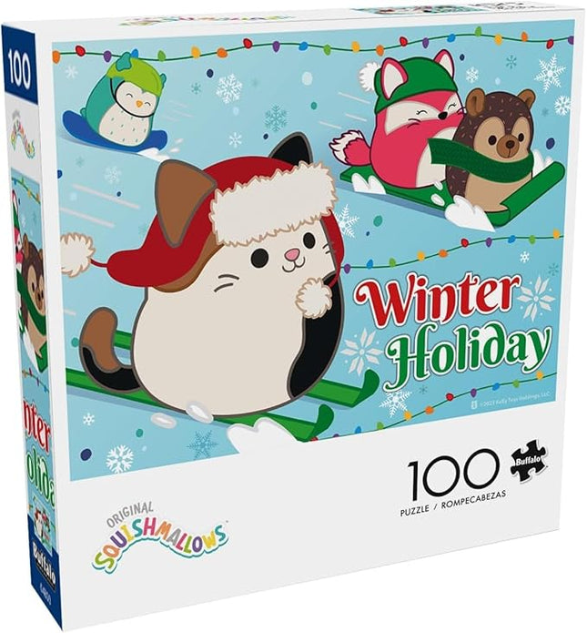 Buffalo Games - Squishmallow - Squishmallow Winter Holiday - 100 Piece Jigsaw Puzzle for Families -Challenging Puzzle Perfect for Game Nights - Finished Size is 15.00 x 11.00