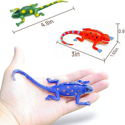 10PCS Lizard Animal Figurines, Color Changing Chameleon Toy, Stretchy Realistic Reptile Playset, for Kids 3 Years and up, Novel Gag Toy, for Goodie Bag Fillers,Cake Topper, Easter Egg Stuffing