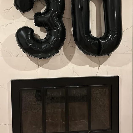 Smlpuame 40 inch Number Balloon 0-9 Black Large Number 30 Balloons,Digital Balloons for Birthday Party Celebration Decorations Supplies, Helium Foil Number Balloons for Wedding Anniversary