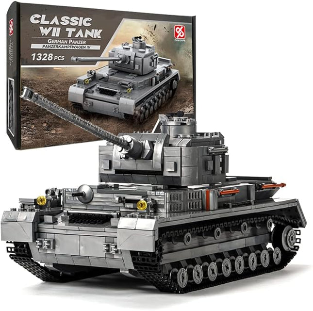 DAHONPA Panzer-Ⅳ Tank Army Building Block(1328 PCS),WW2 Military Historical Collection Model with Soldier Figures,Toys Gifts for Kid and Adult.