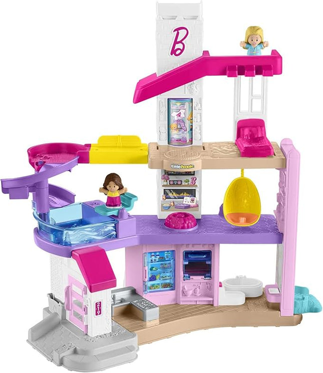 Fisher-Price Little People's Barbie Dream House, Dollhouse, Multilingual Interactive Set, Awakening Toy from 18 Months to 5 Years, HJN55