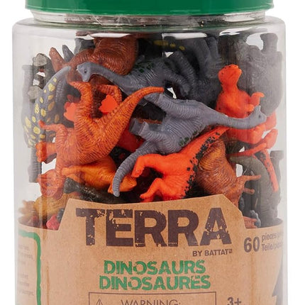 Terra by Battat – 60 Pieces Dinosaur Figures Assorted Mini Plastic Animals for Kids Birthday Party Supplies Decorations Educational Toy Playset 3+ Years