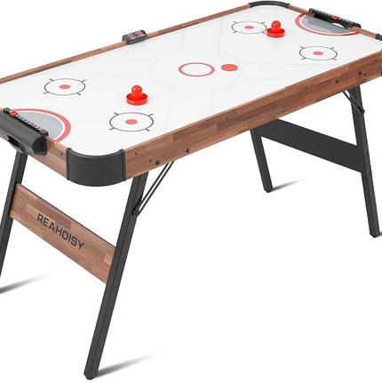 56” Foldable Air Hockey Table, Folding Indoor Hockey Game Table w/Accurate Electronic Scoring, Powerful Motor, 2 Pucks and 2 Pushers for Adults Kids, Home Game Room