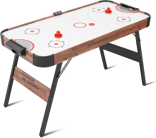 56” Foldable Air Hockey Table, Folding Indoor Hockey Game Table w/Accurate Electronic Scoring, Powerful Motor, 2 Pucks and 2 Pushers for Adults Kids, Home Game Room