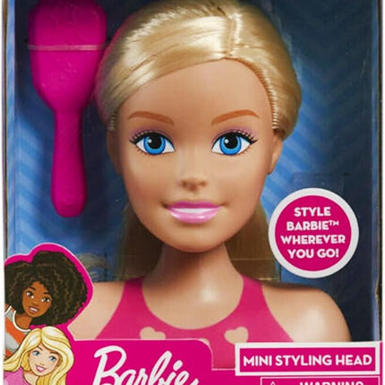 Just Play 2pc Barbie Doll Girls Mini Styling Head Pretend Play Dress Up Set,Blonde (JPMINSHDBAR1)