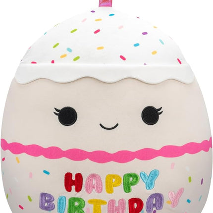 Squishmallows Original 14-Inch Lyla Vanilla Birthday Cake with Rainbow Sprinkles Embroidery - Official Jazwares Large Plush
