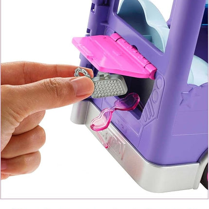 Barbie Extra Mini Minis Doll & Toy Vehicle Playset, Expandable Tour Bus with 3.25-inch Small Doll, Clothes & Accessories