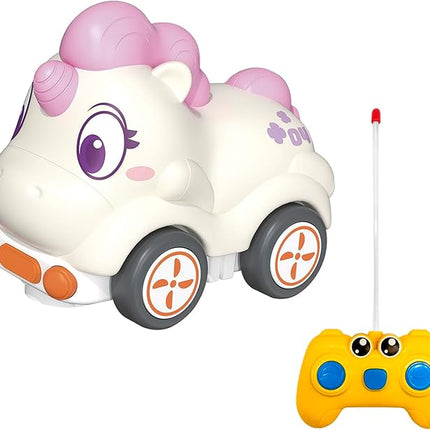 Remote Control Car for Toddlers, Safe & Durable Cartoon Silicone Crash-Resistant RC Car, Unicorn Toys for 18M+ Boys & Girls, Christmas Birthday Gift Ideas for Kid Girls & Boys