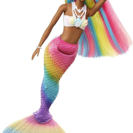 Barbie Dreamtopia Doll, Rainbow Magic Mermaid with Rainbow Hair & Light Brown Eyes, Water-Activated Color-Change Feature on Hair & Tail
