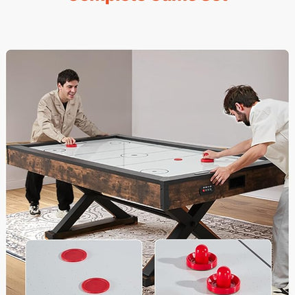 VEVOR 84" Air Hockey Table, Indoor Arcade Table Gaming Set with 2 Pushers, 2 Pucks, Electronic Scorer, X-Shaped Legs & High-Powered Blower, Air Powered Hockey Game Table for Family Game Room Office