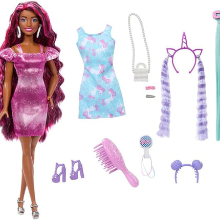 Barbie Fun & Fancy Doll & Accessories Set, Fashion Doll with Extra-Long Color-Streaked Blonde Hair, Clothes & Styling Pieces