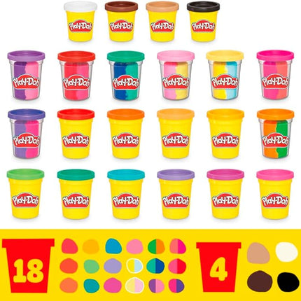 Play-Doh 22 Pack Ultimate Color Variety, Bulk Assorted Colors, 2 & 4 Ounce Modeling Compound Cans, Kids Arts & Crafts, Preschool Toys, Back to School Supplies, Ages 2+ (Amazon Exclusive)