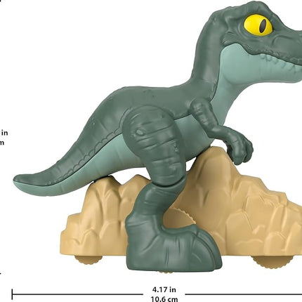 Fisher-Price Imaginext Jurassic World Dinosaur, Tyrannosaurus Rex Push-Toy with Rolling Wheels & Wiggling Motion, 5.5-inch Tall T. rex