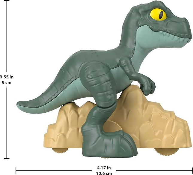 Fisher-Price Imaginext Jurassic World Dinosaur, Tyrannosaurus Rex Push-Toy with Rolling Wheels & Wiggling Motion, 5.5-inch Tall T. rex