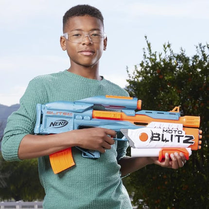 Nerf Elite 2.0 Motoblitz CS-10 Blaster, Motorised 10-Dart Blasting, Airblitz 6 Darts at Once, Clip, 22 Elite Darts