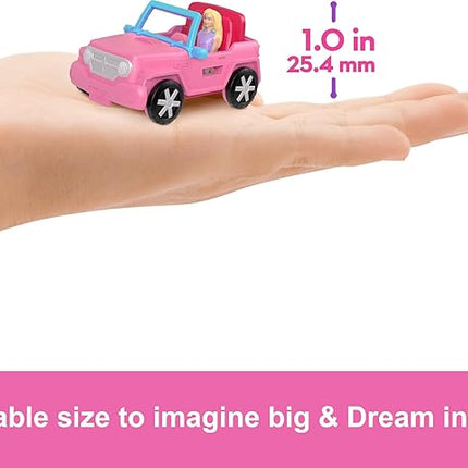 Barbie Mini BarbieLand Playsets with Toy Vehicle & 1.5-inch Doll, SUV with Color-Change Surprise & Tent Accessory