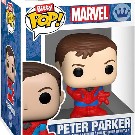 Funko Pop! Bitty: Spider-Man - Miles Morales, Ghost Spider, Spider-Man 2099, and Mystery Chase Figure - 0.9 Inch (2.2 Cm) - Marvel Comics Collectable - Stackable Display Shelf Included - Gift Idea