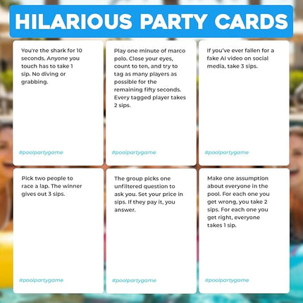 Pool Party Adult Party Game | First Waterproof Pool Card Game for Adults | 100 Hilarious Pool Games for Adults | Perfect for Pool Day, 21st Birthday, Bachelorette, Game Night, or Vacation