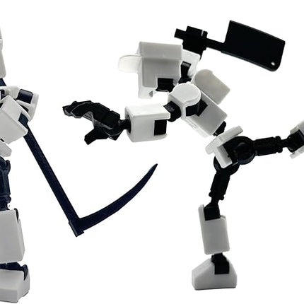 (Assembly Completed) 3D Printed 6.65-inch Action Figure Mini-13, Full Body Mechanical Movable Toy, Multiple Accessories, Desk Decoration, Creative Gifts (White)