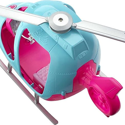 Barbie Helicopter with Spinning Rotors, Pink and Blue 2-Seater Design with Seatbelts and Pilot "Controls"