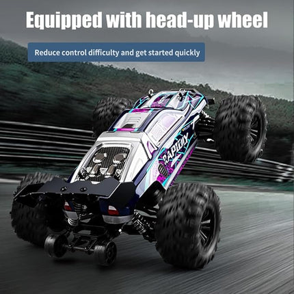 X-Verse 16101 1/16 Fast RC Cars for Adults, Max 38 mph Carbon Brush Motor Remote Control Car All Terrain RC Truggy Waterproof Off Road Truck - 3 Battery(Blue)
