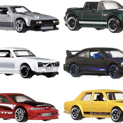 Hot Wheels 1:64 Scale Die-Cast Toy Cars, Set of 6 Japanese Vehicles with Elevated Deco (Styles May Vary)