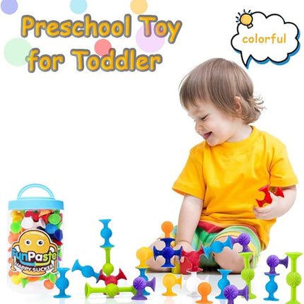 Suction Bath Toys for Baby, 24 Piece Starter Set Suction Cup Toys Preschool Sensory Fidget Toys for Toddlers 1-3 4-8 | No Hole Bath Toy | BPA Free Bath Toys (Large Size)