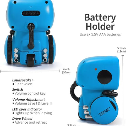 GILOBABY Interactive Talking Robot for Boys, Smart Toy with Touch Sensor & Voice Control, Record & Repeat Mode, Dancing, Singing, Educational Gift for 3 4 5 6 7 Year Old Kids (Blue)