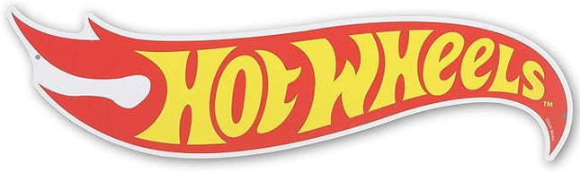 Mattel Hot Wheels Classic Flame Logo Metal Sign - Small Hot Wheels Wall Decor for Kids' Bedroom or Man Cave