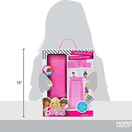 Barbie Fashion Plates All in One Studio Sketch Design Activity Set – Fashion Design Kit for Kids Ages 6 and Up