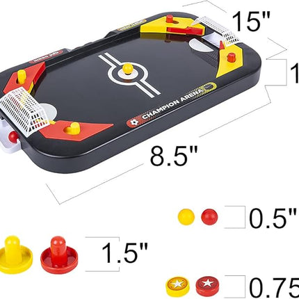 Gamie 2 in 1 Sports Table Games Mini Air Hockey Table for Kids, and Soccer Mini Games for Indoor Fun, Includes Pucks, Balls, and Strikers, Air Hockey Fits on Table or Floor for Adult and Kids