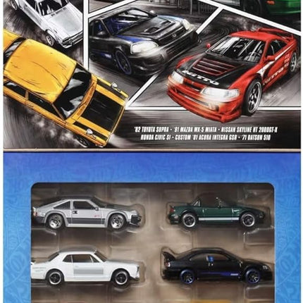 Hot Wheels 1:64 Scale Die-Cast Toy Cars, Set of 6 Japanese Vehicles with Elevated Deco (Styles May Vary)