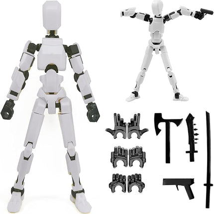 Titan 13 Action Figure,Lucky Robot 13 Action Figures,Funny 3D Printed Multi Jointed Action Figures,Nova 13 Action Figure Desktop Decorations Game Gifts for Kids Adult (White)