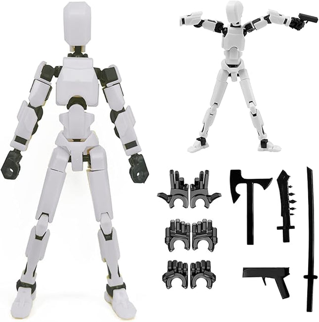 Assembly Completed-2025 Upgrade Titan 13 Action Figures,Action Figure 3D Printed Multi-Jointed Movable,Lucky Robot 13 Action Figure Set,Desk Decoration,Creative Gifts (White)