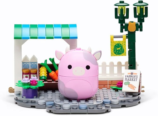 BLDR Squishmallows Patty's Farmers Market Building Set - Patty The Pink Cow Buildable Figure - Squishmallows Fans 8+, 0046