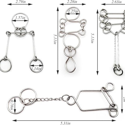 Zooshine 4PCS Advanced Metal Brain Teasers Puzzles Higher Level Challenge for Party Games,Parent-Children Games, Office Toys, Gift for Kids Adults