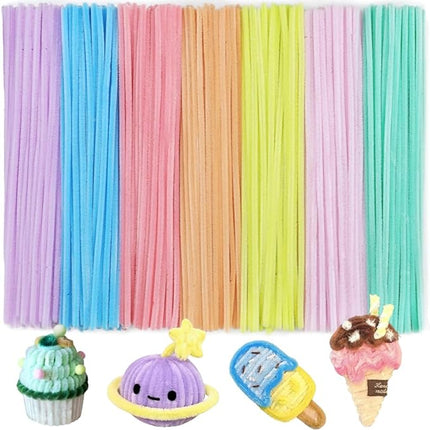 Bundooraking Craft Pipe Cleaners,Chenille Stems for Art and Craft Projects, Flower DIY Decorations, Art Supplies (200pcs Macaron,7 Colors)
